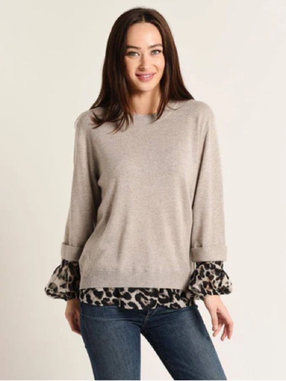 Brochu Walker The Layered Print Sweatshirt in Light Chia Print